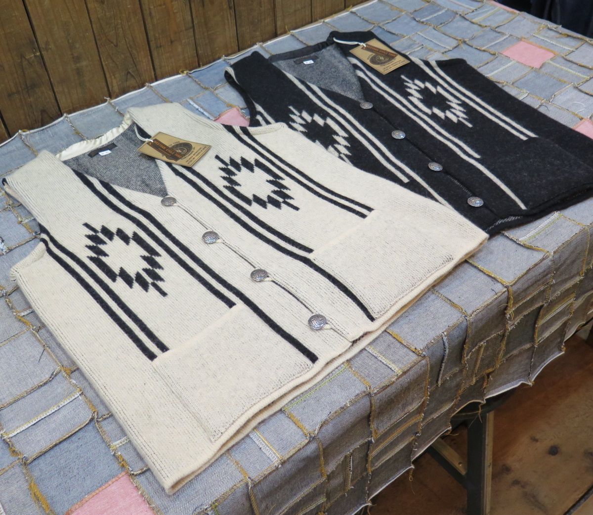 ウエストライド】 ウールチマヨベスト ブラック/クリーム WEST RIDE