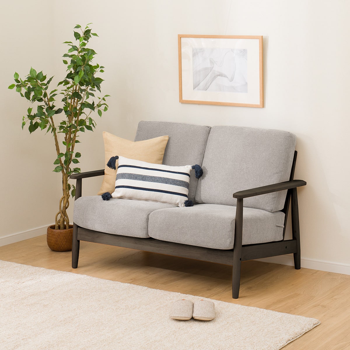 2人掛けソファ 布張りタイプ (IG01 DBR/LGY) | ニトリネット【公式