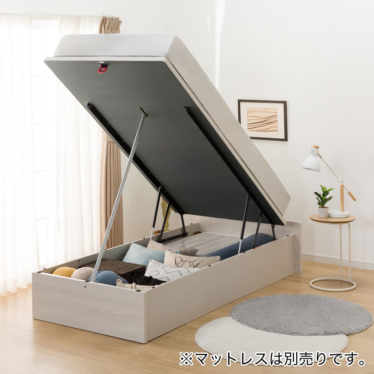 シングルベッドフレーム(OP KG ヘッドレス 縦開き 深型 WW) | ニトリ