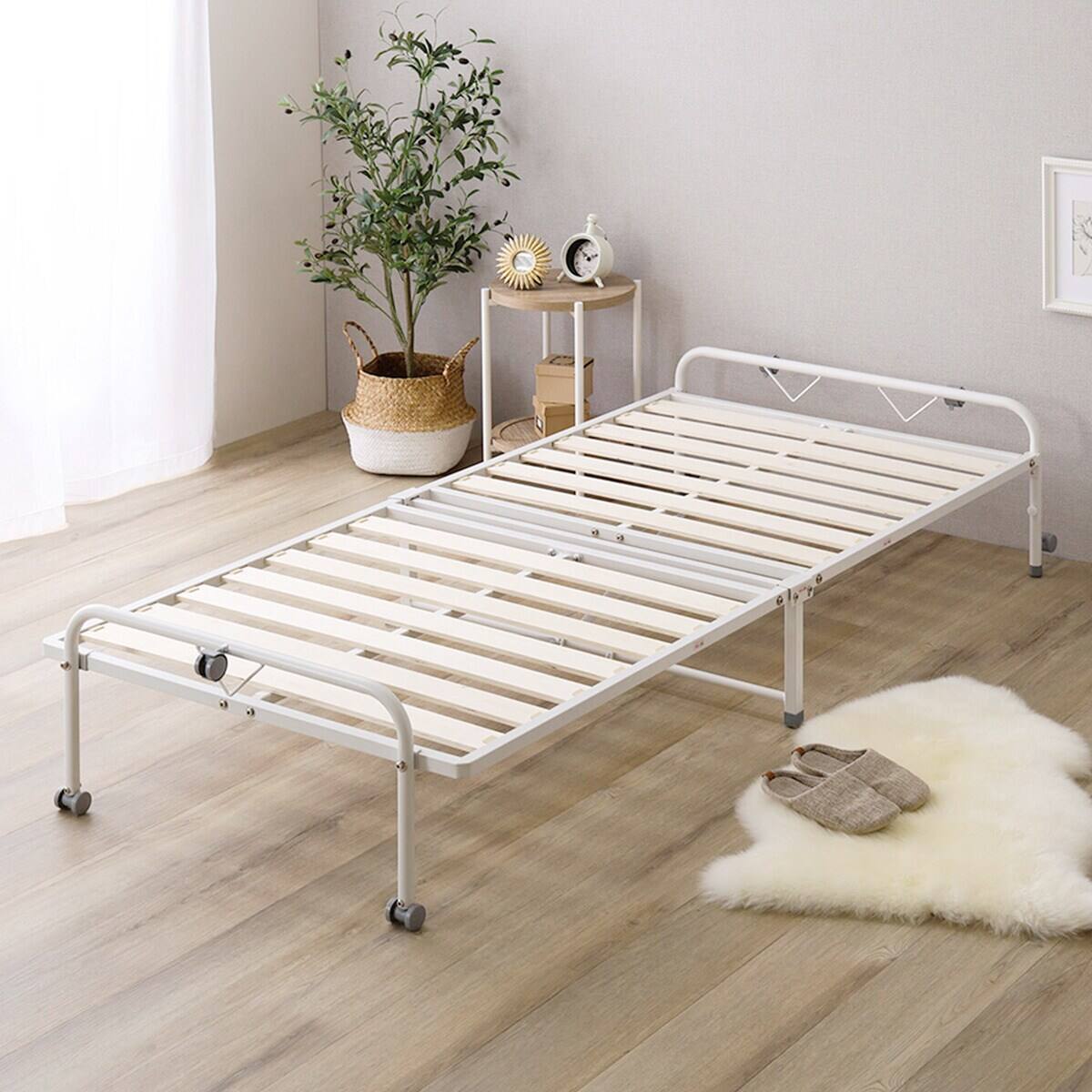 折りたたみベッド 木製スラット キャスター付き ニトリ ニトリ（NITORI
