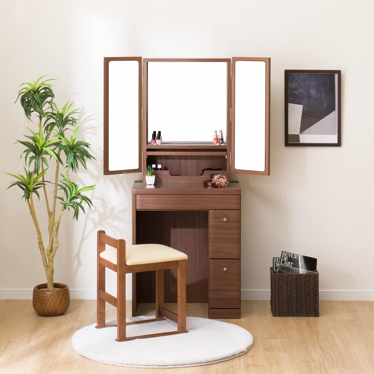 三面鏡ドレッサー(DR2 MBR) | ニトリネット【公式】 家具・インテリア通販