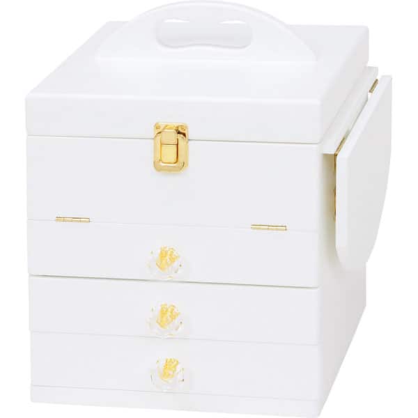 クリスタル調取っ手の三面鏡コスメボックス(ホワイト) | ニトリネット