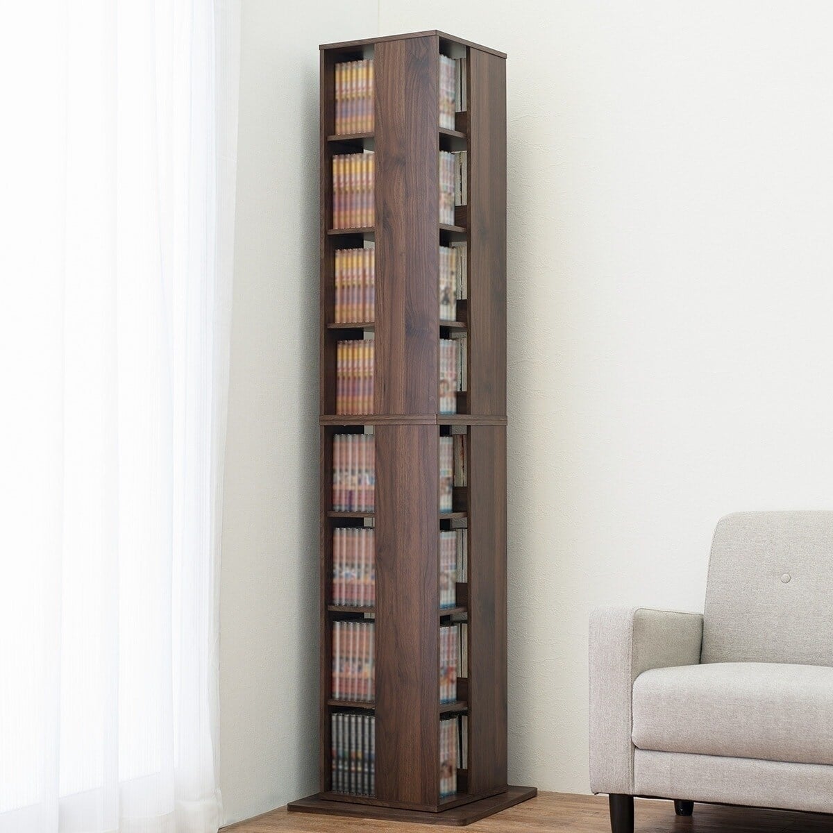 壁付けできる回転式コミックラック8段(BR) | ニトリネット【公式