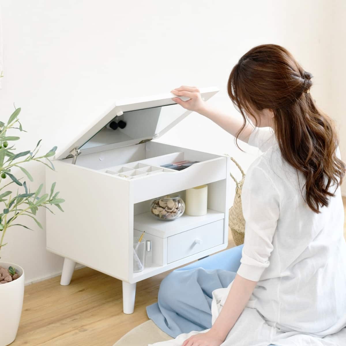 ホワイトドレッサー 【三面鏡】ニトリ 三面鏡ドレッサー(DR2 WH