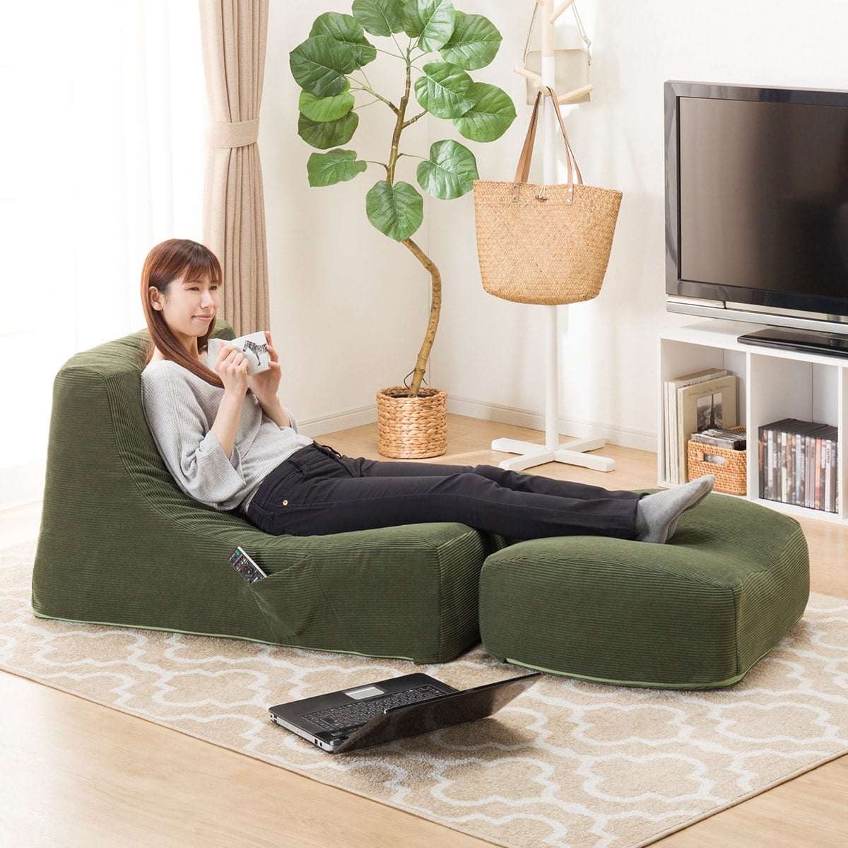 リラックスローソファ 布張りタイプ (LS156 コーデュロイ YGR