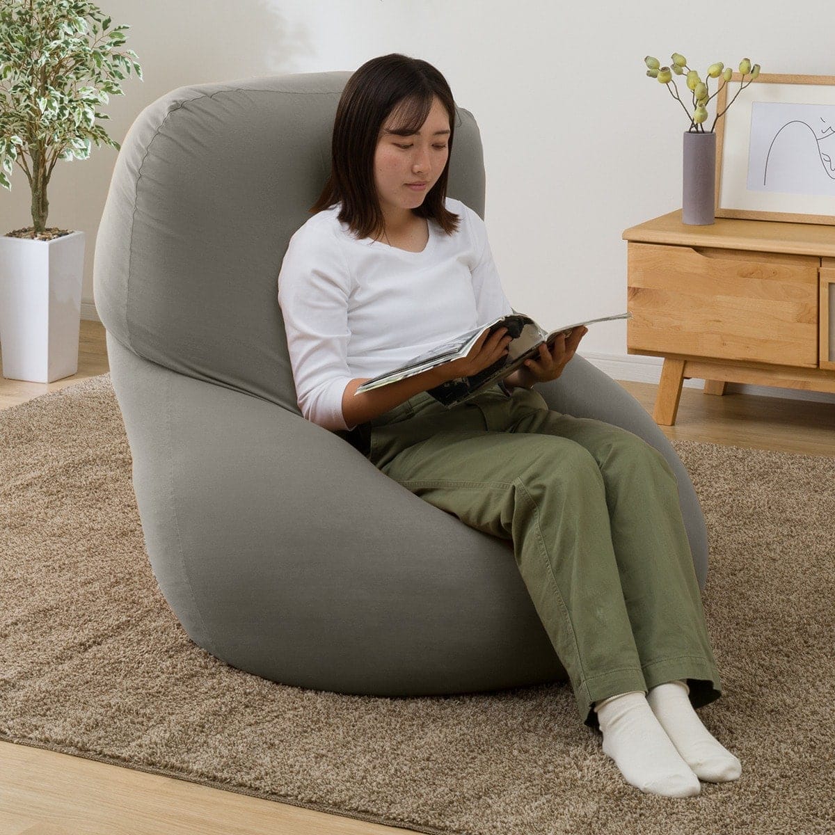 ビーズクッションBS215 角丸(メガ グレー) | ニトリネット【公式