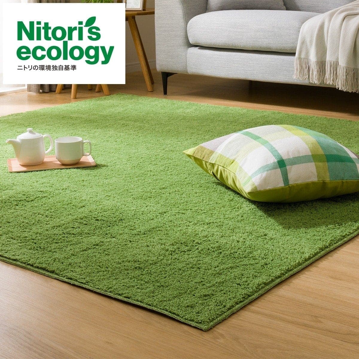 ほこりが取れやすい洗えるラグ(Nクリーンウォッシュ YGR 185X185