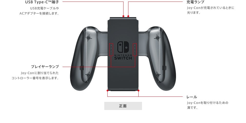 Joy-Con充電グリップの主な仕様 | 周辺機器 | Nintendo Switch｜任天堂