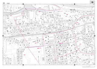 ゼンリンの住宅地図（イメージ）。住所の範囲や建物の形、表札や建物の