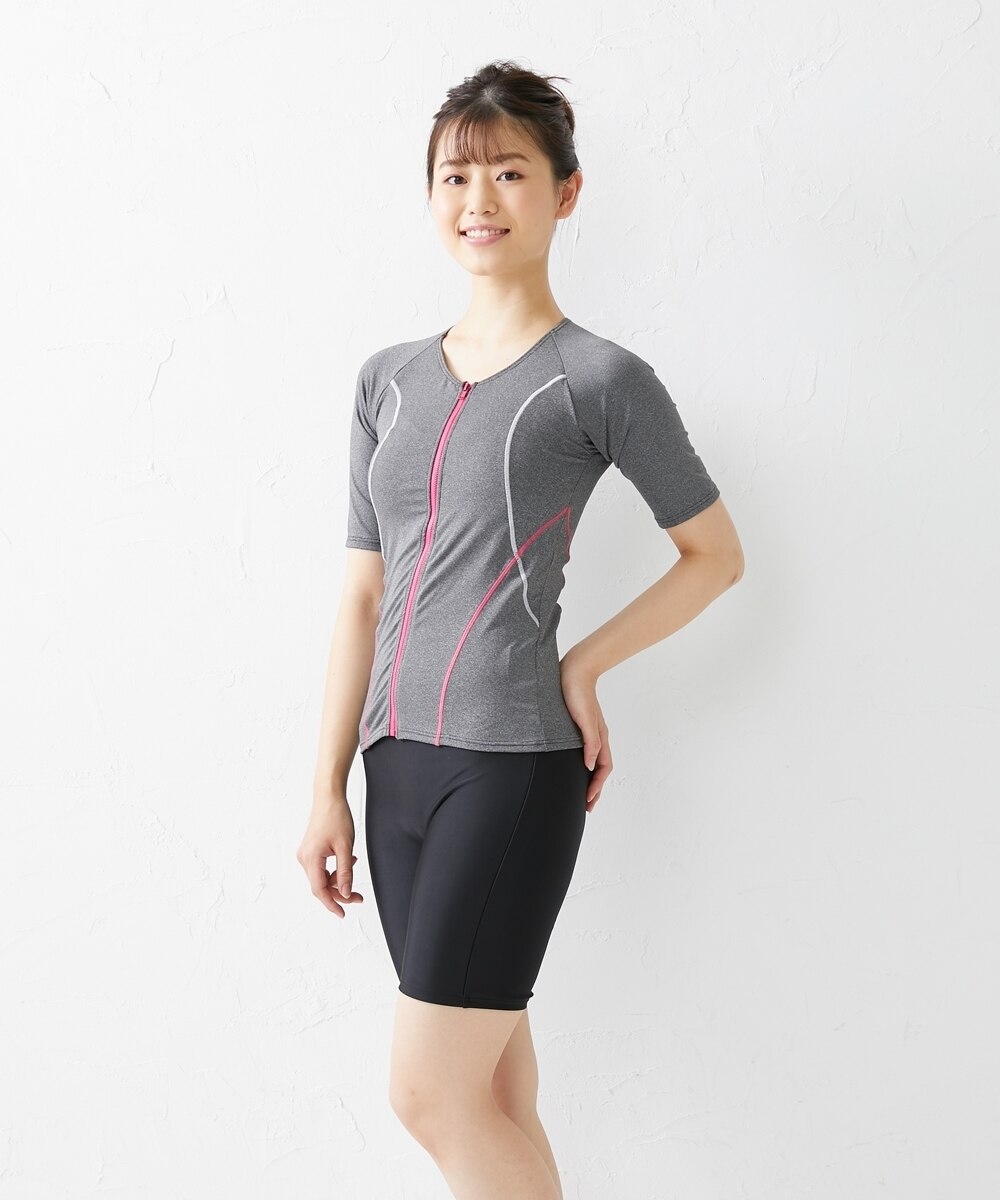 3点セット】キャップ付半袖フィットネス水着 通販【ニッセン】