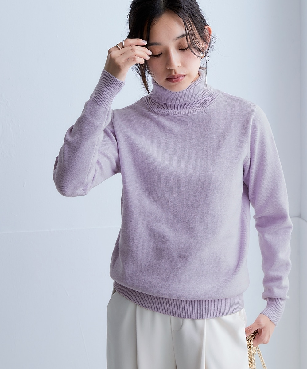 洗えるタートルネックニット【毛玉になりにくいふんわりもちもち素材