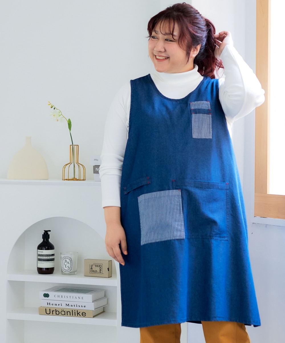 大きいサイズ＞ ワンピースみたいにすっぽり着られるエプロン 通販