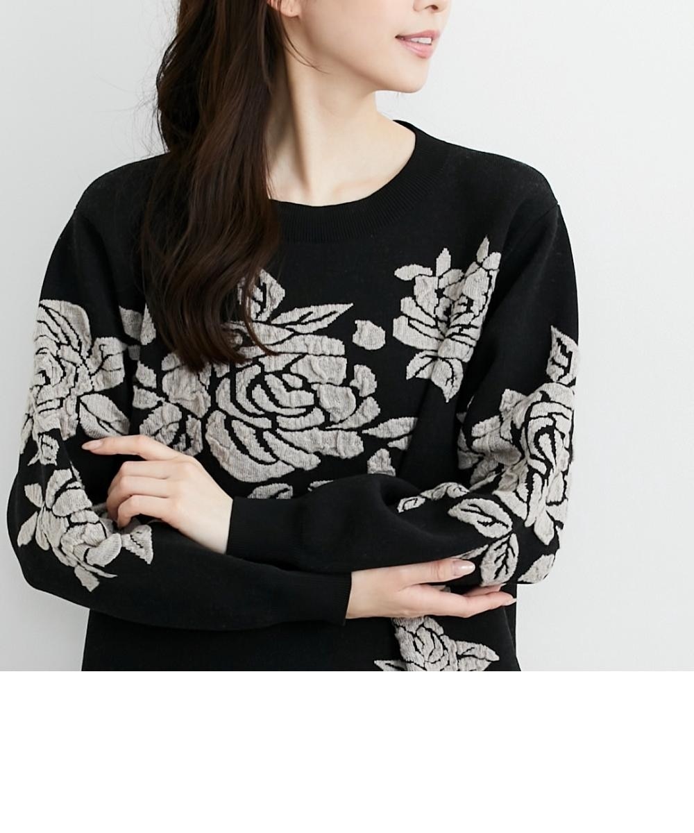 ローズモチーフジャガードニットワンピース【Hana服】 通販【ニッセン】