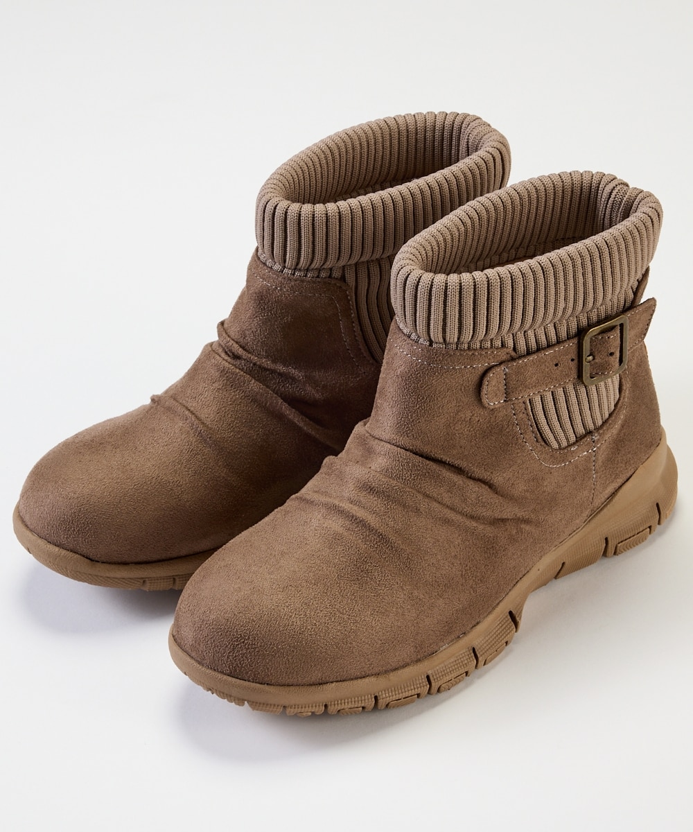 ゆったり幅広】moz（モズ）軽量リブニットショートブーツ（ワイズ4E