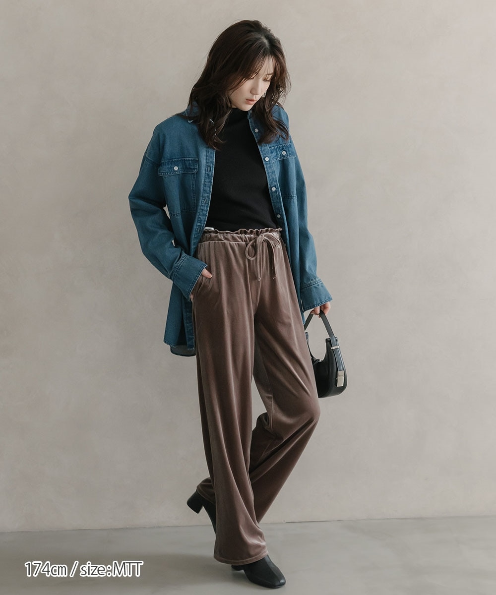 高身長 ベロアワイドパンツ（セットアップ対応）（トールサイズ
