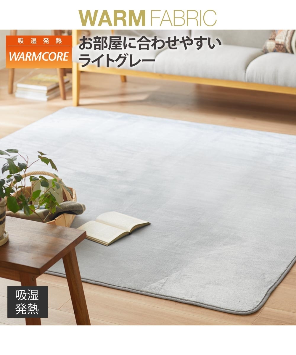 あったか！吸湿発熱ふわふわフランネルラグ（ライトグレー） 通販