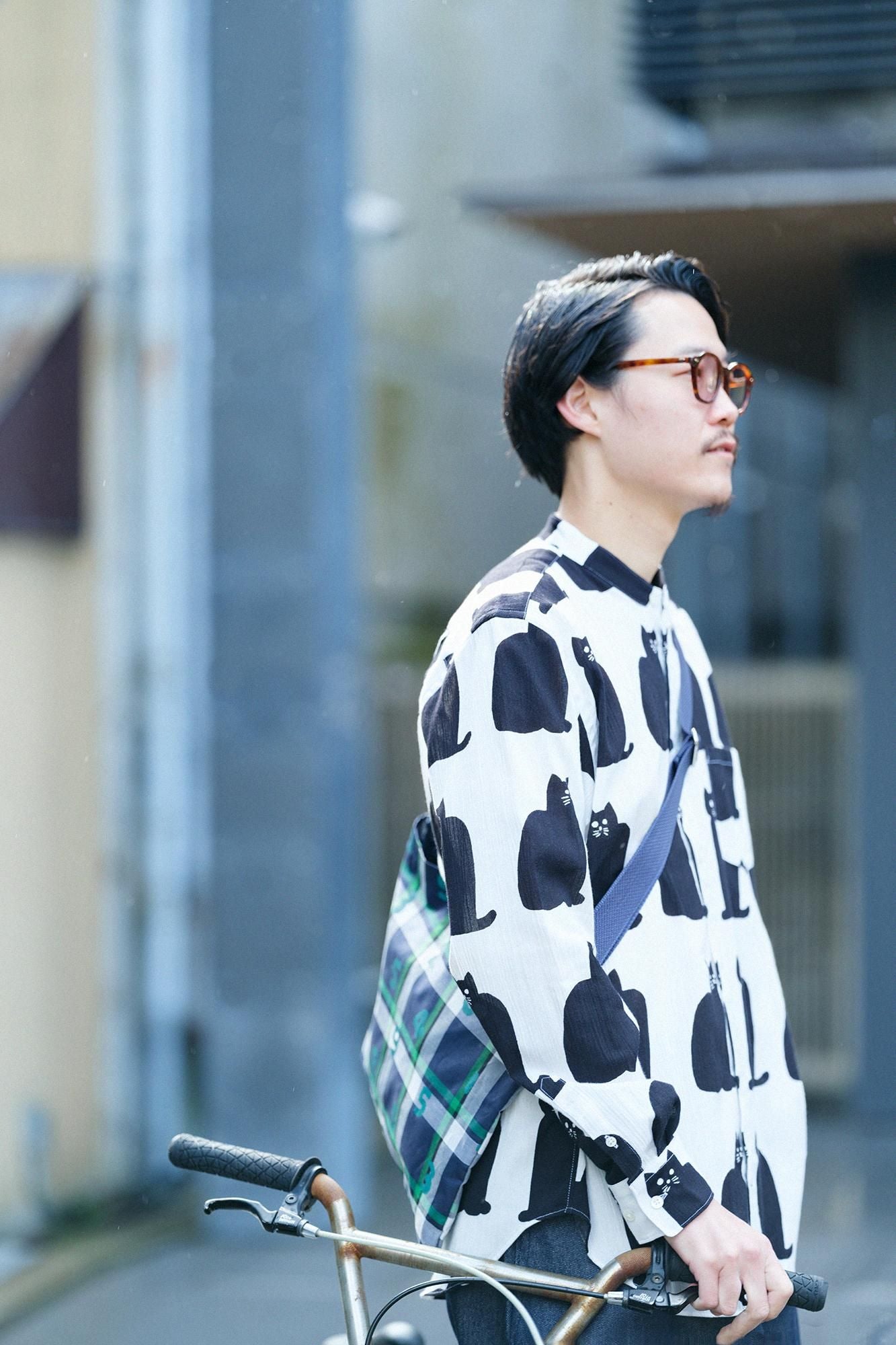 3月10日頃発送予定】高島縮 20/20 スタンドカラーシャツ／きまぐれ