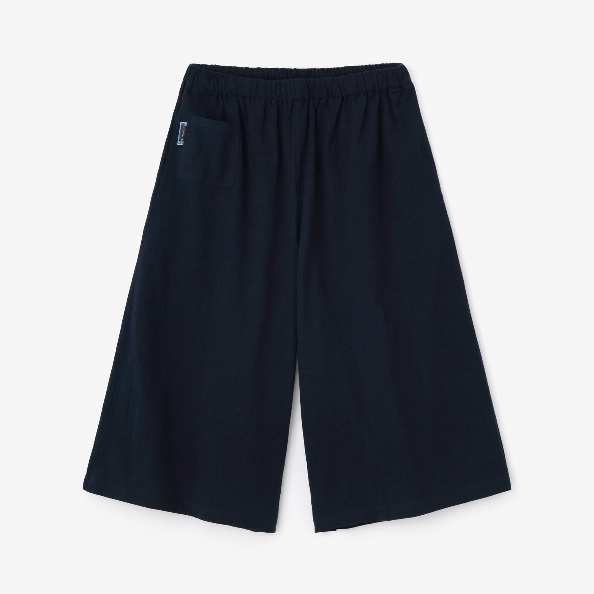 伊勢木綿 20/20 麻混 広形（ひろなり）もんぺ はぎ丈／濃紺（のうこん）