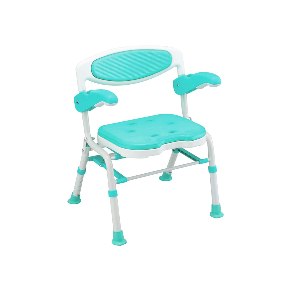 島製作所 折りたたみシャワーチェア 楽湯DX ひじ掛け付 ライトグリーン