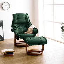 ヘッドレスト高さ調節可能 オットマン付きリクライニングチェア