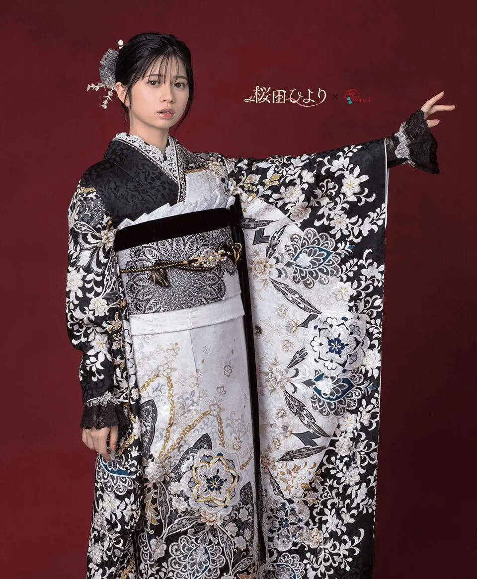 黒地白華紋［FR5034］ | 成人式振袖レンタル京都さがの館