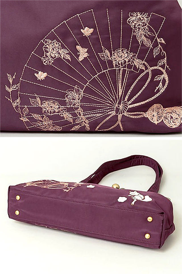 ALL刺繍がま口トートバッグ 今昔 KJ-29194 和柄 和風 狐 きつね キツネ