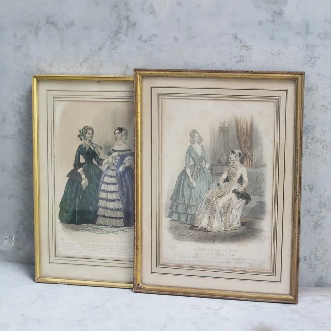 貴重1900年作品絵画『100年前のフランス貴婦人』手彩色アンティーク