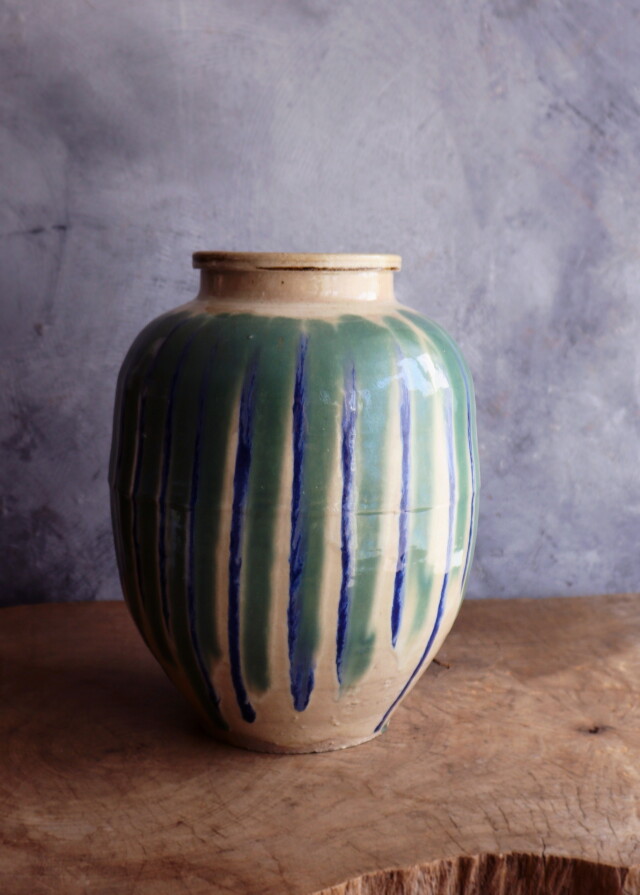 信楽焼 すだれ釉壷 民藝 茶壺 花器 投げ入れ 壷 簾