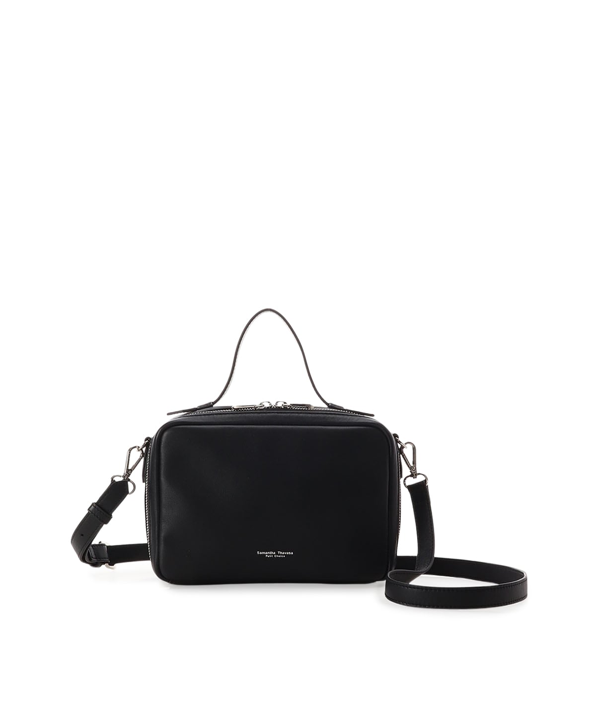 スクエアジップレザー ショルダーバッグ(FREE ブラック): Samantha