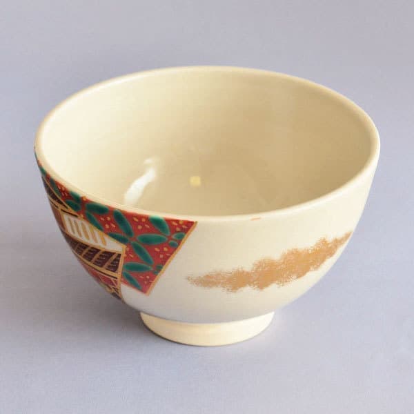 陽炎園 岩崎新定 作 膳所焼 色絵 京の町茶碗 of 茶の湯 墨東清友館