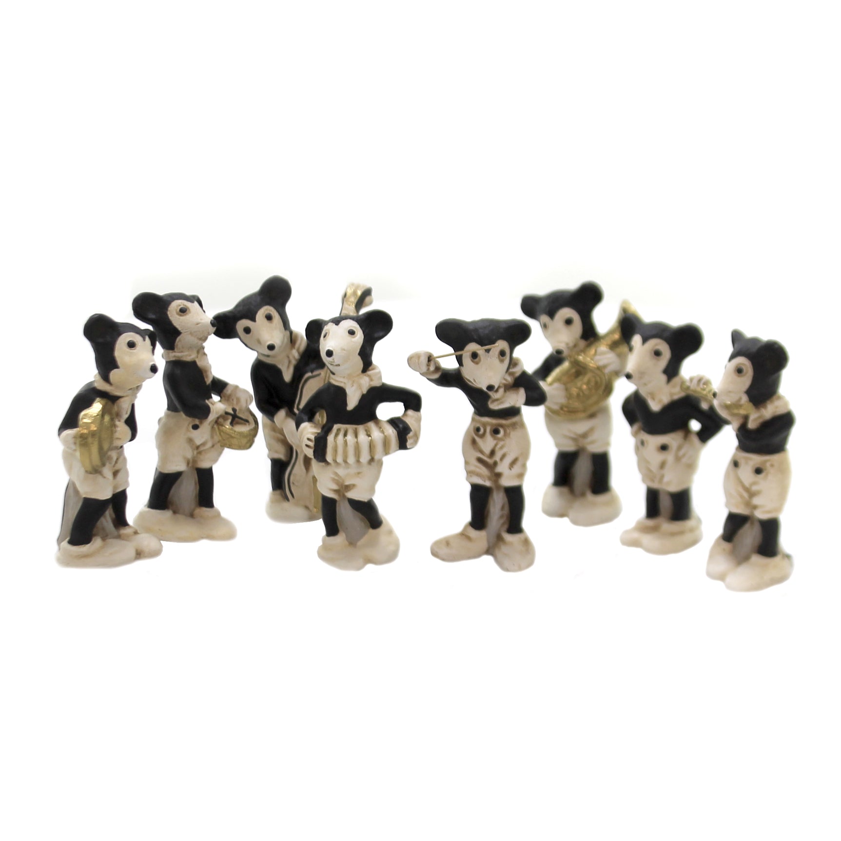 Marolin Mouse Band Set / 8 Paper Mache German Vintage Mickey 4300