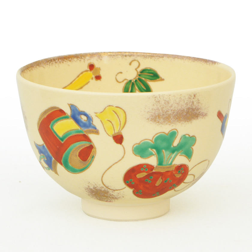 美しい古美術◾️蔵から美しい縦じま紋様の可愛らしいまん丸な抹茶茶碗