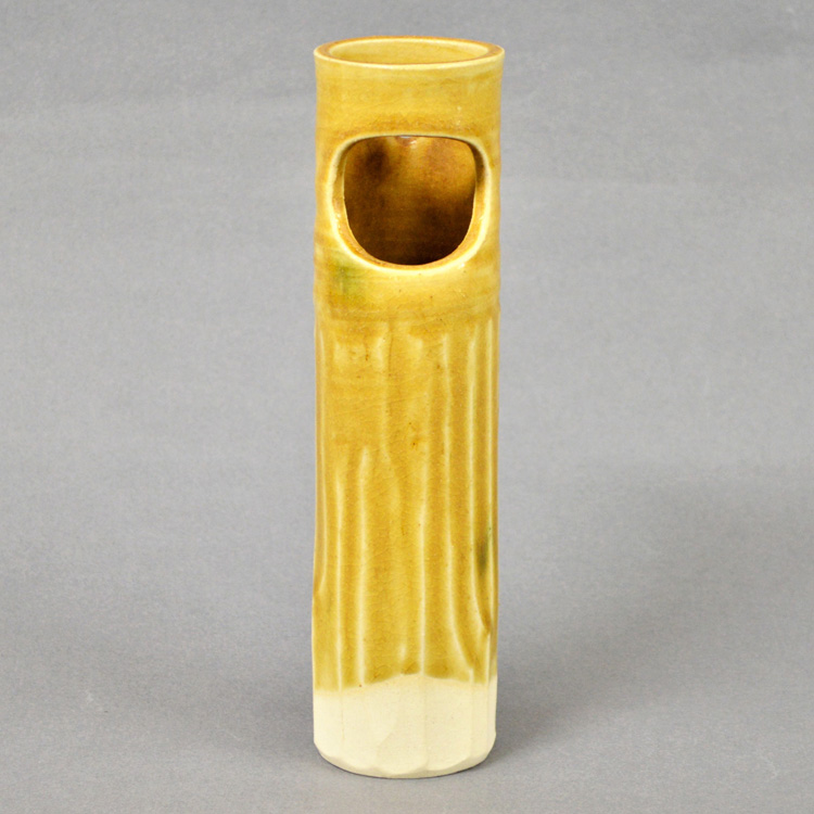 茶道具 花入（はないれ） 掛花入 阿波筒 黄瀬戸 松本 鉄山