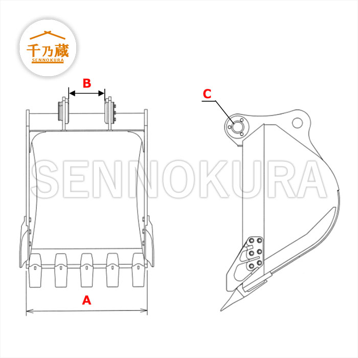 日立純正 標準バケット ZX75クラス 660幅 サイドカッター付 / 建設機械