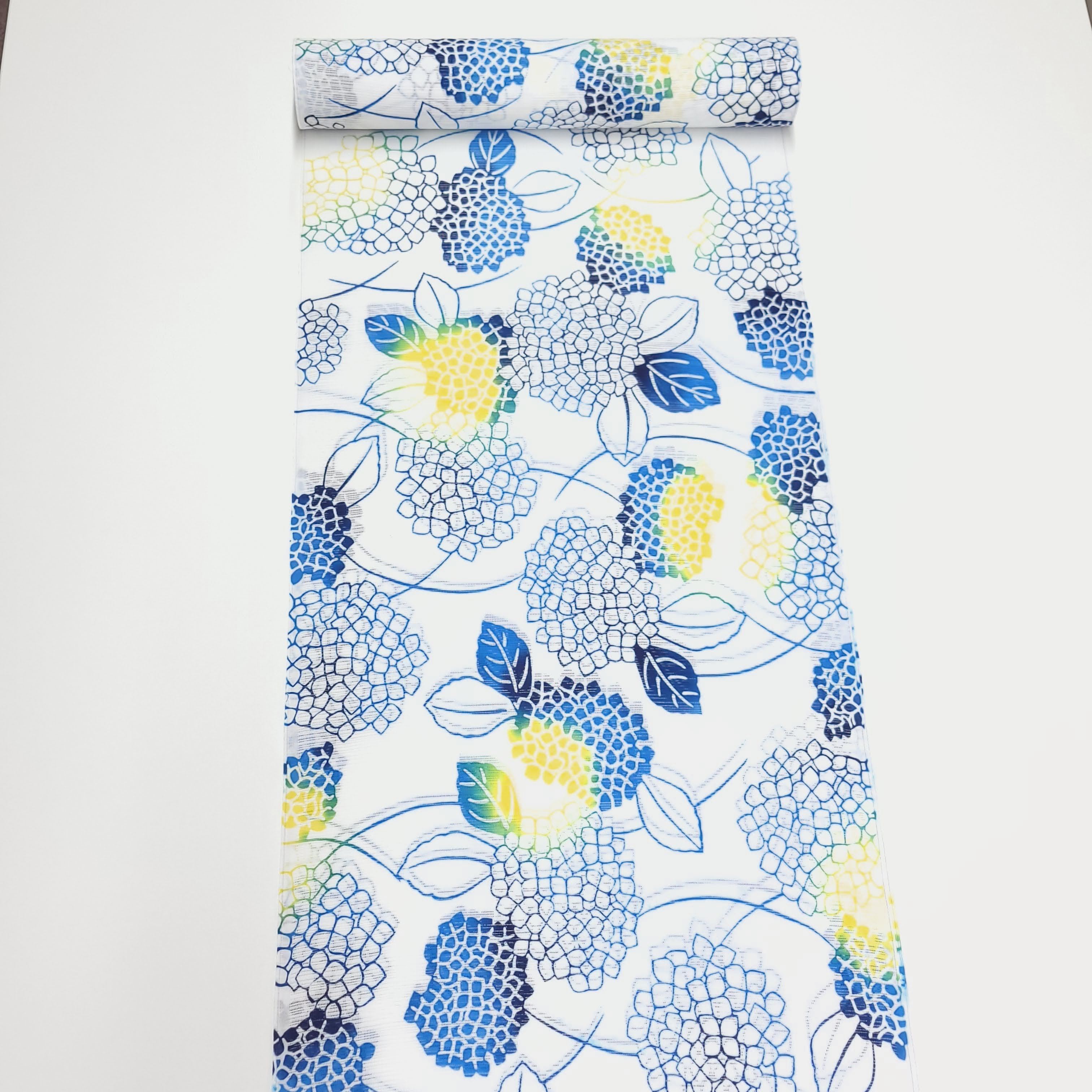 カボ☆手縫い仕立て＋竺仙【綿絽】浴衣反物□青海波にもみじ□反25-142