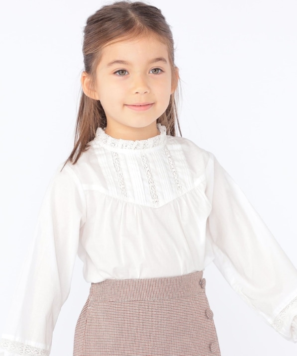 SHIPS KIDS:100～130cm / レース ピンタック 長袖 ブラウス｜ SHIPS