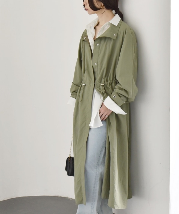 quaranciel:〈洗濯機可能〉ライト スタンドカラー ナイロン ロング