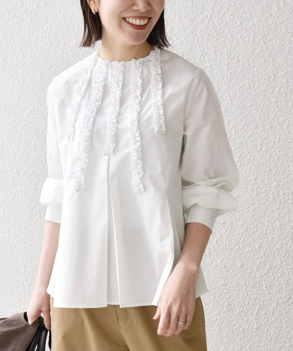 SHIPS any:〈洗濯機可能〉REPREVE フリル クルーネック Aライン