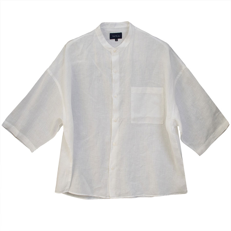 リネン100%無地バンドカラー7分袖CA｜SHIRT STATION（シャツ