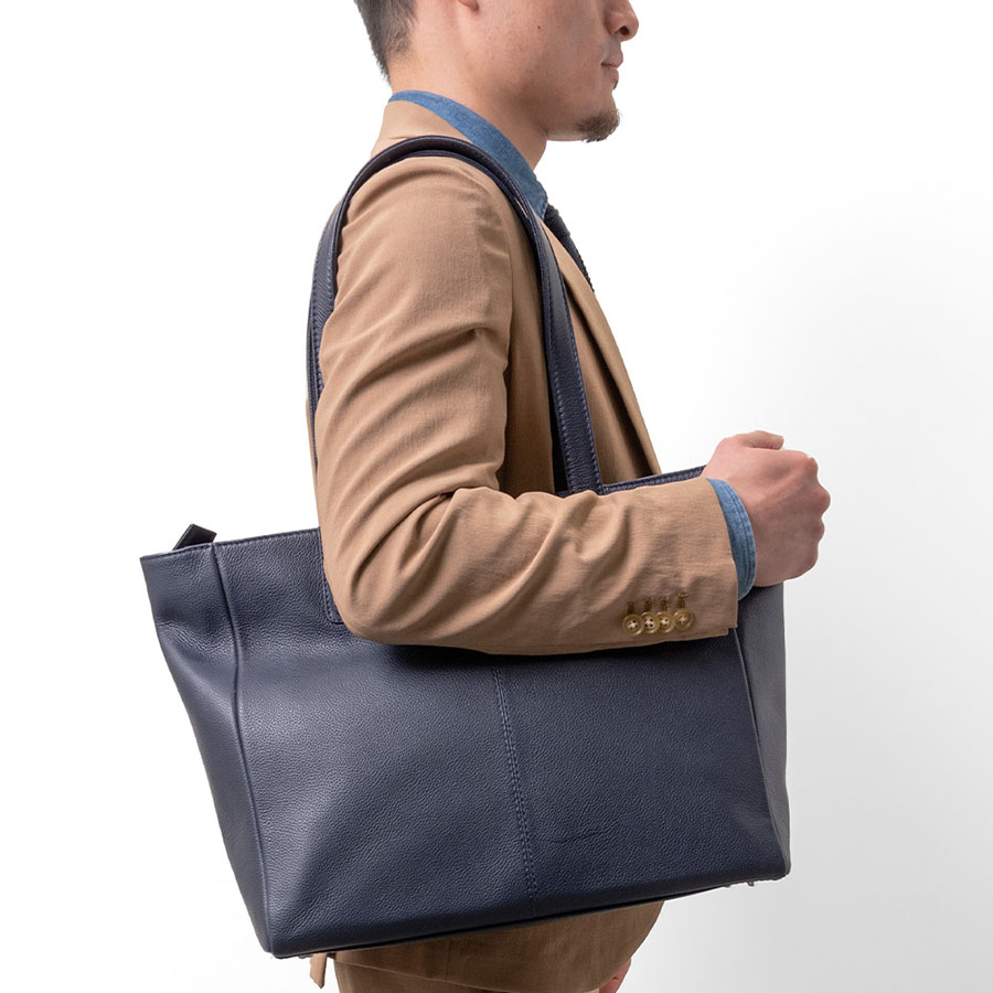 本革トートバッグ 表面ファスナーポケット付き｜SHIRT STATION（シャツ