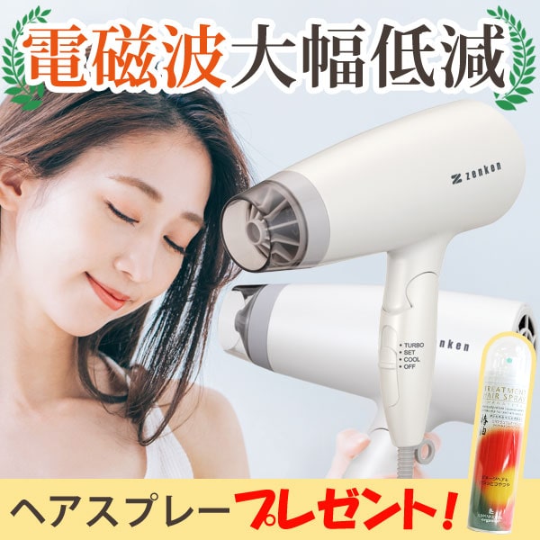 ゼンケン 電磁波低減 ヘアケアドライヤー パールホワイト（ZD-750W