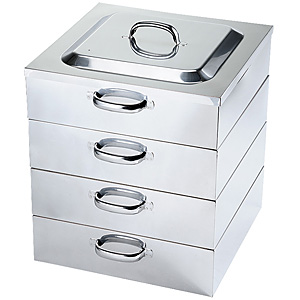 PE 18-8 ステンレス 業務用角蒸器 3段 39cm - 調理器具のSHOKUBI