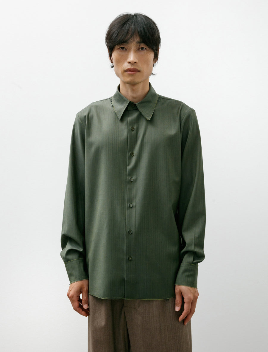 Gabriela Coll Garments No. 197 Fine Wool Shirt Green Herringbone