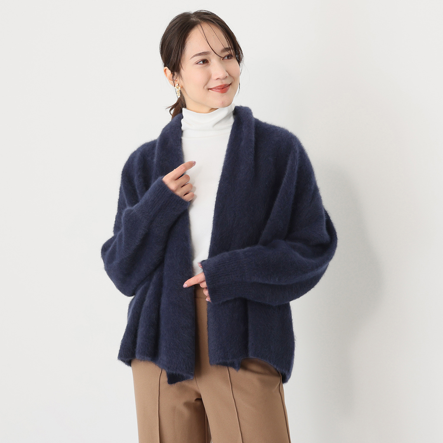 メリオン フォックス100％ 軽やかでラグジュアリーな 着流しニット