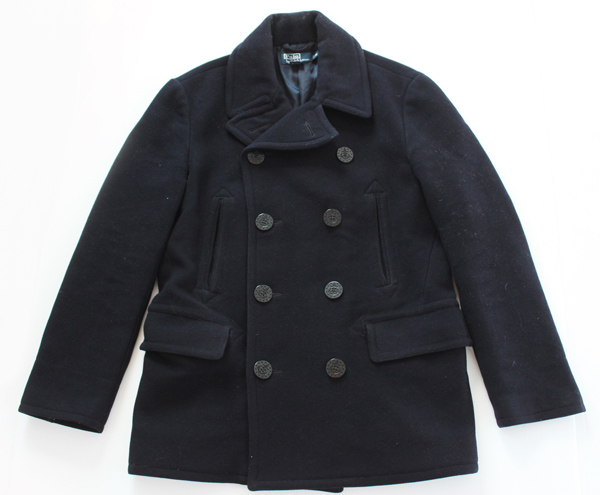 ポロ ラルフローレン 13スター 10ボタン ウール ピーコート 紺 M