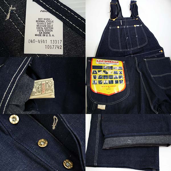 デッドストック☆70s USA製 Leeリー デニム オーバーオール w42 L32