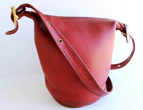 USA製 COACH オールド コーチ バケツ型 レザーショルダーバッグ 赤