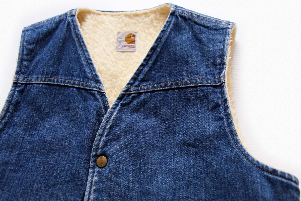 70s carharttカーハート ボアライナー デニムベスト M - Sixpacjoe Web