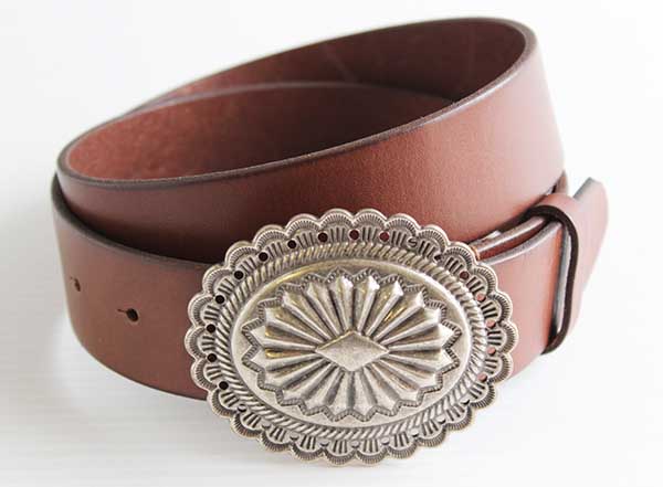 新品☆LAUREN ラルフローレン コンチョ バックル レザーベルト 茶 S