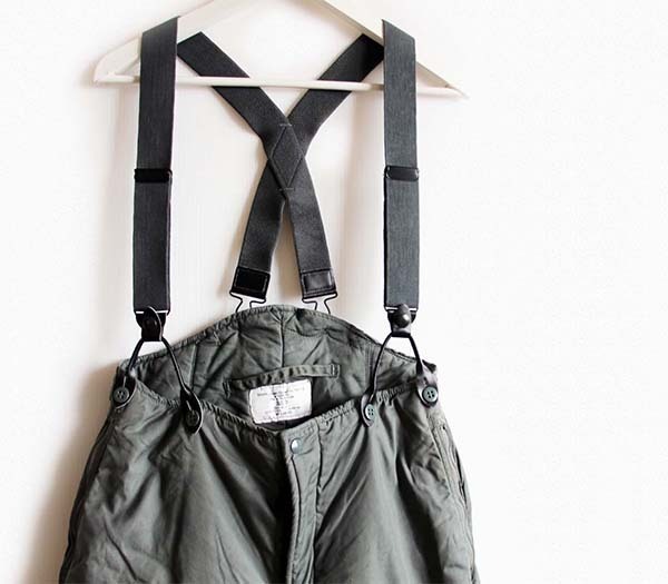 80s 米軍 USAF F-1B 中綿入り フライトパンツ サスペンダー付き セージ